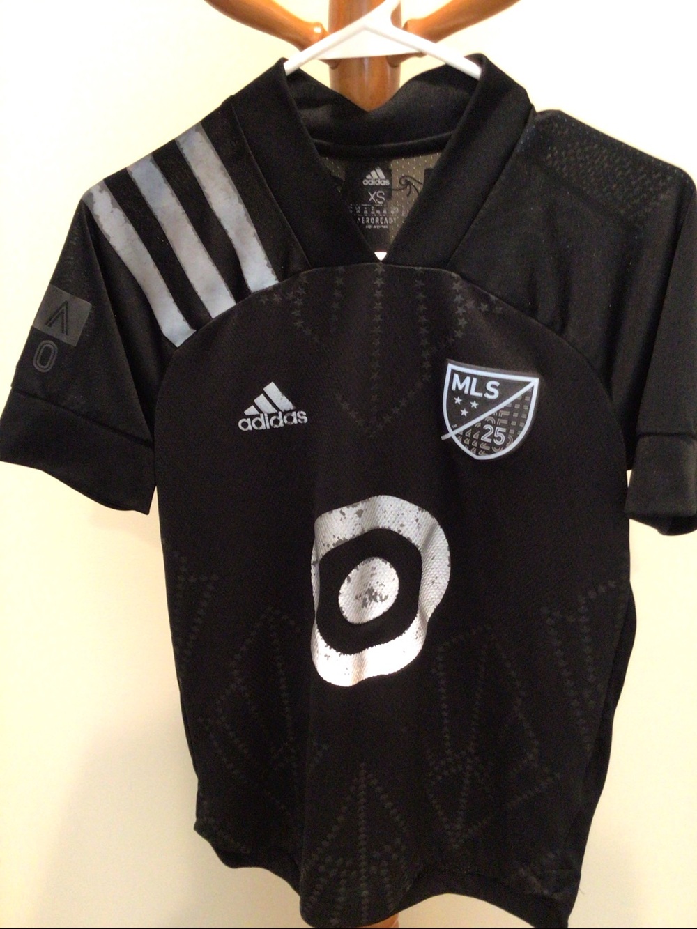 adidas Black MLS Kids Soccer Jersey with Light Gray Accents